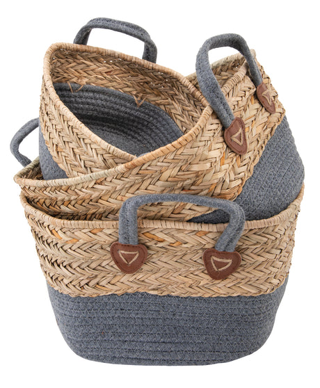 Woven Basket with Handles - Set of 3