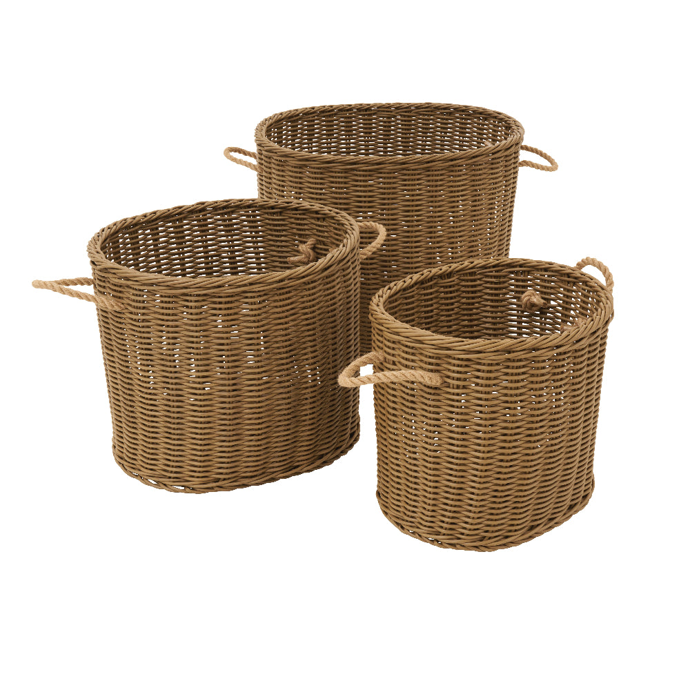 Extra Large Wicker Oval Baskets - Set of 3