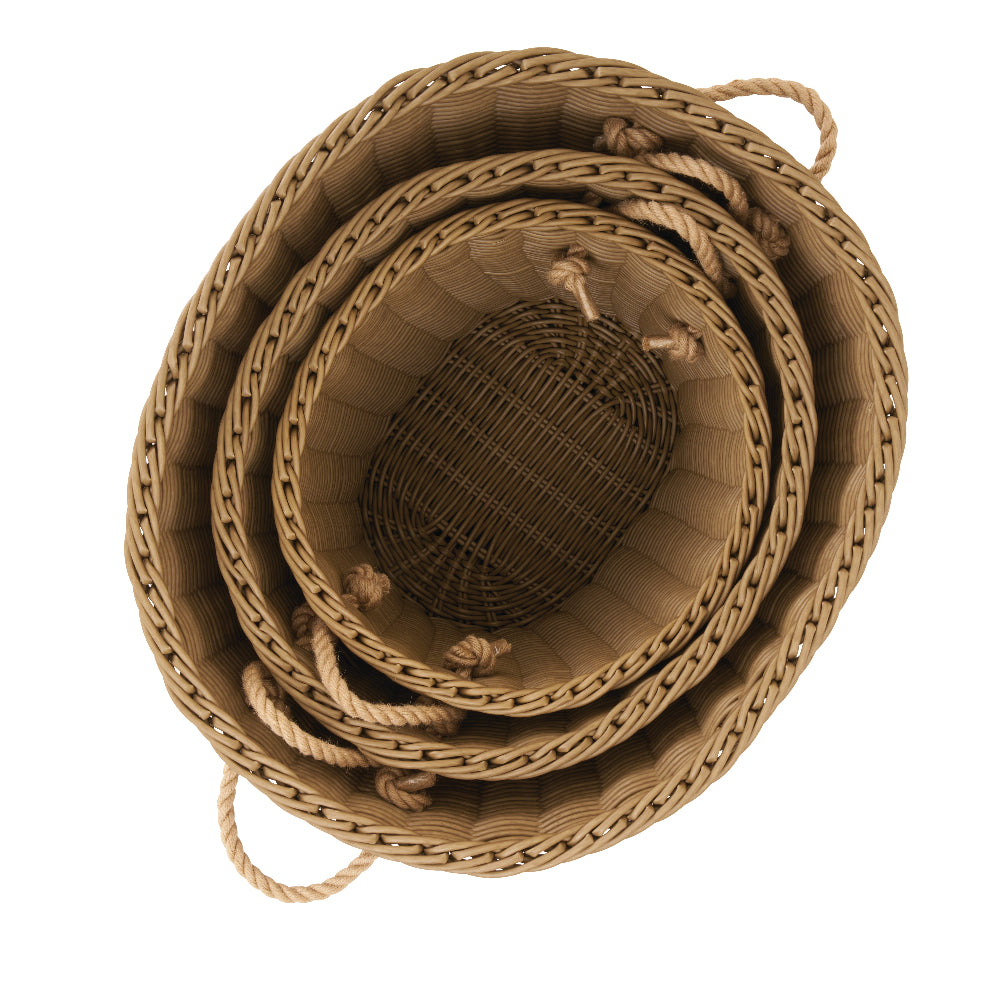 Extra Large Wicker Oval Baskets - Set of 3