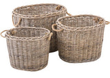 Extra Large Wicker Oval Baskets - Set of 3