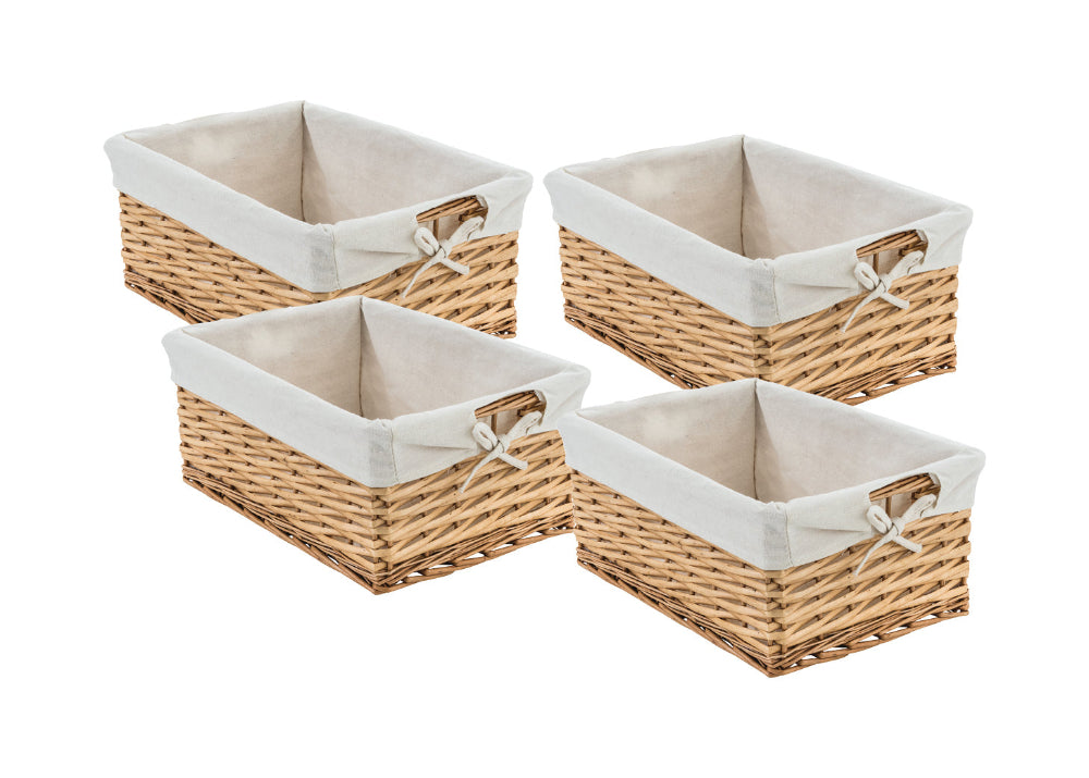 Large Rectangular Wicker Baskets - Set of 4