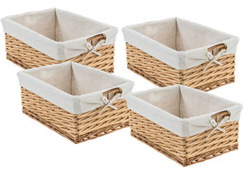 Large Rectangular Wicker Baskets - Set of 4