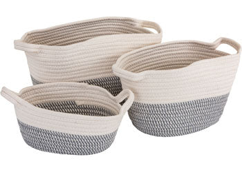 Woven Cotton Baskets - Set of 3