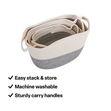 Woven Cotton Baskets - Set of 3