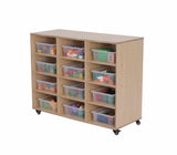 Egerite Mobile Tote Tray Trolley - 12 Compartment with Trays