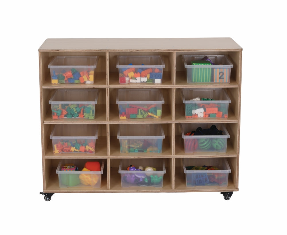 Egerite Mobile Tote Tray Trolley - 12 Compartment with Trays