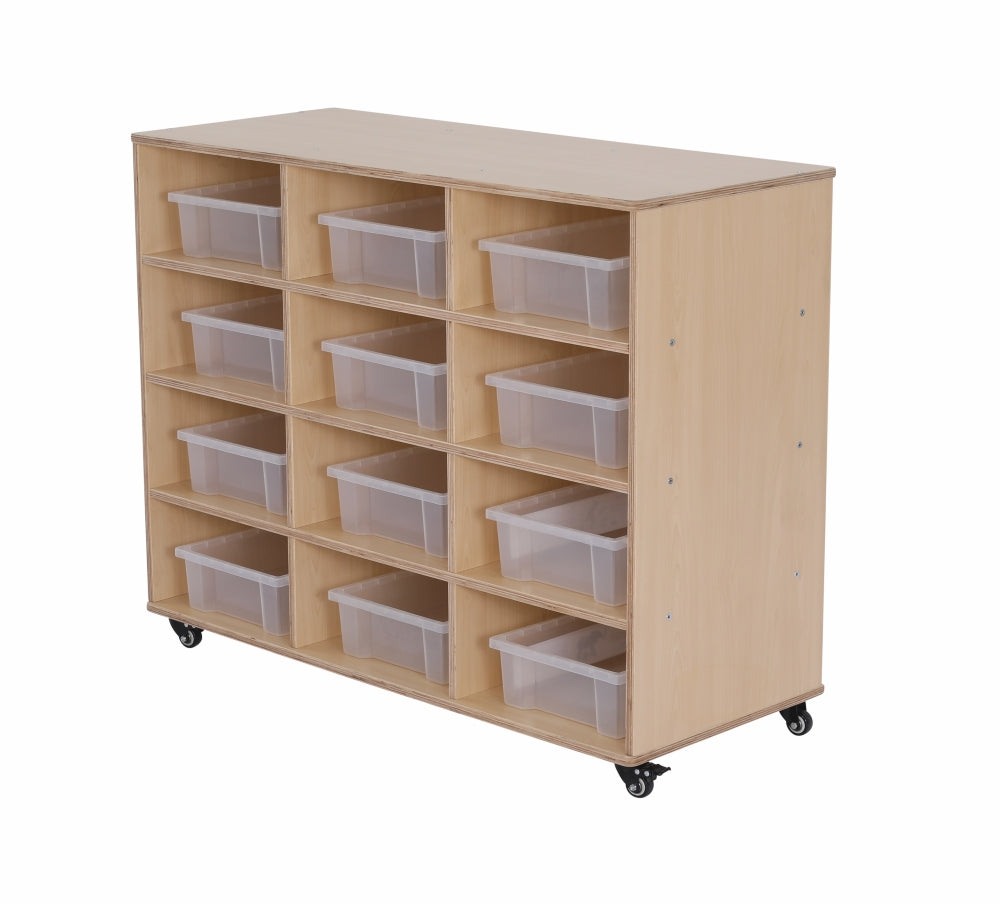 Egerite Mobile Tote Tray Trolley - 12 Compartment with Trays