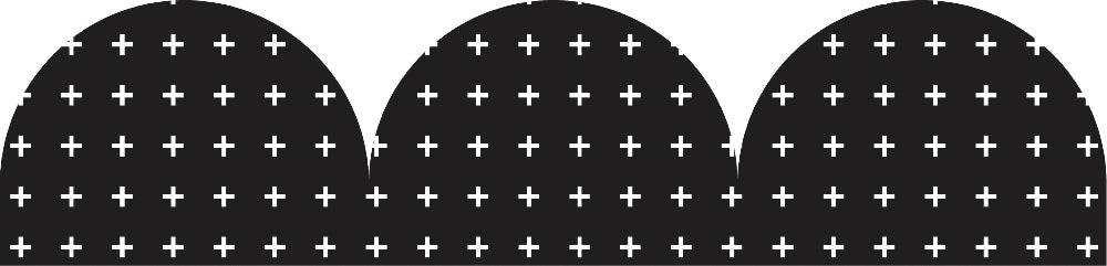 Black and White Crosses Rolled Scalloped Border