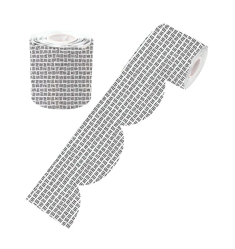 Black and White Lines Rolled Scalloped Border