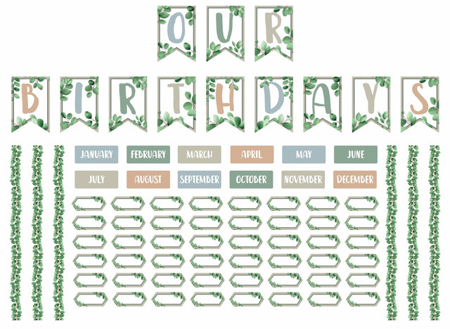 Eucalyptus Essentials Birthday Bulletin Board Set