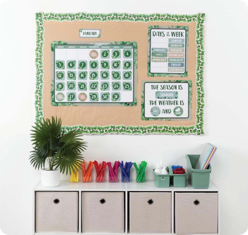 Eucalyptus Essentials Calendar Bulletin Board Set