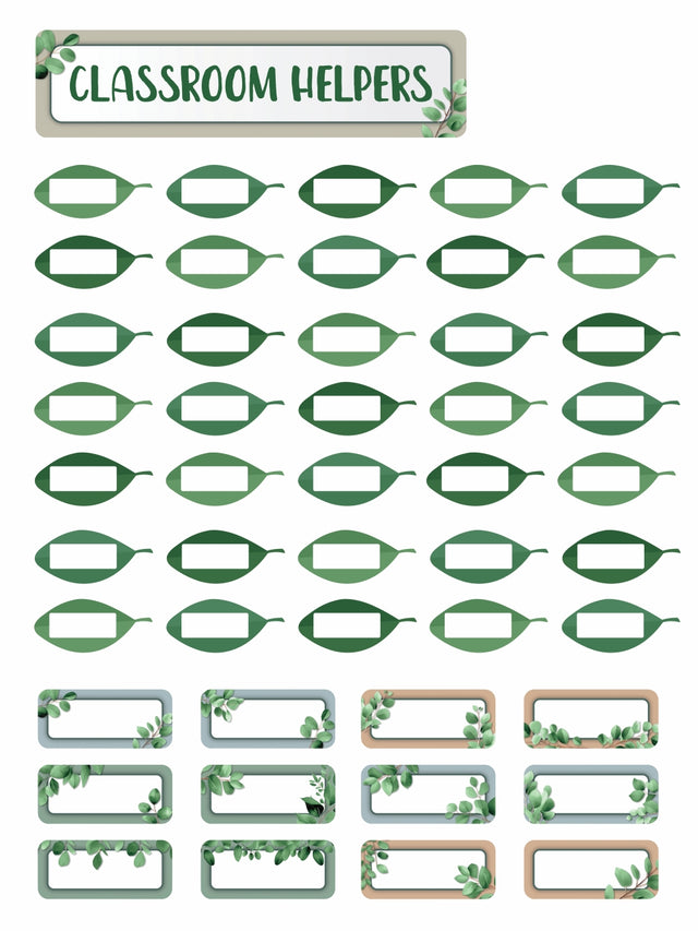 Eucalyptus Essentials Classroom Helpers Bulletin Board Set