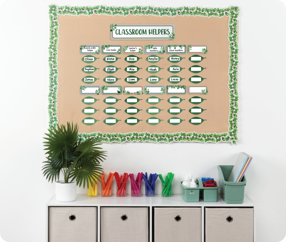 Eucalyptus Essentials Classroom Helpers Bulletin Board Set