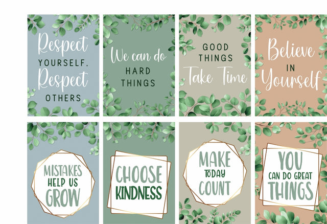 Eucalyptus Essentials Motivational Poster - Set of 8