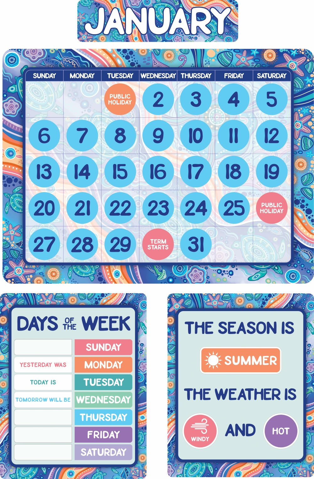 Ocean Country Calendar Bulletin Board Set