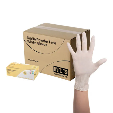 Nitrile Gloves White Medium- 10 x Pack of 100