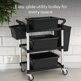 Utility Trolley with Accessory Tubs Black
