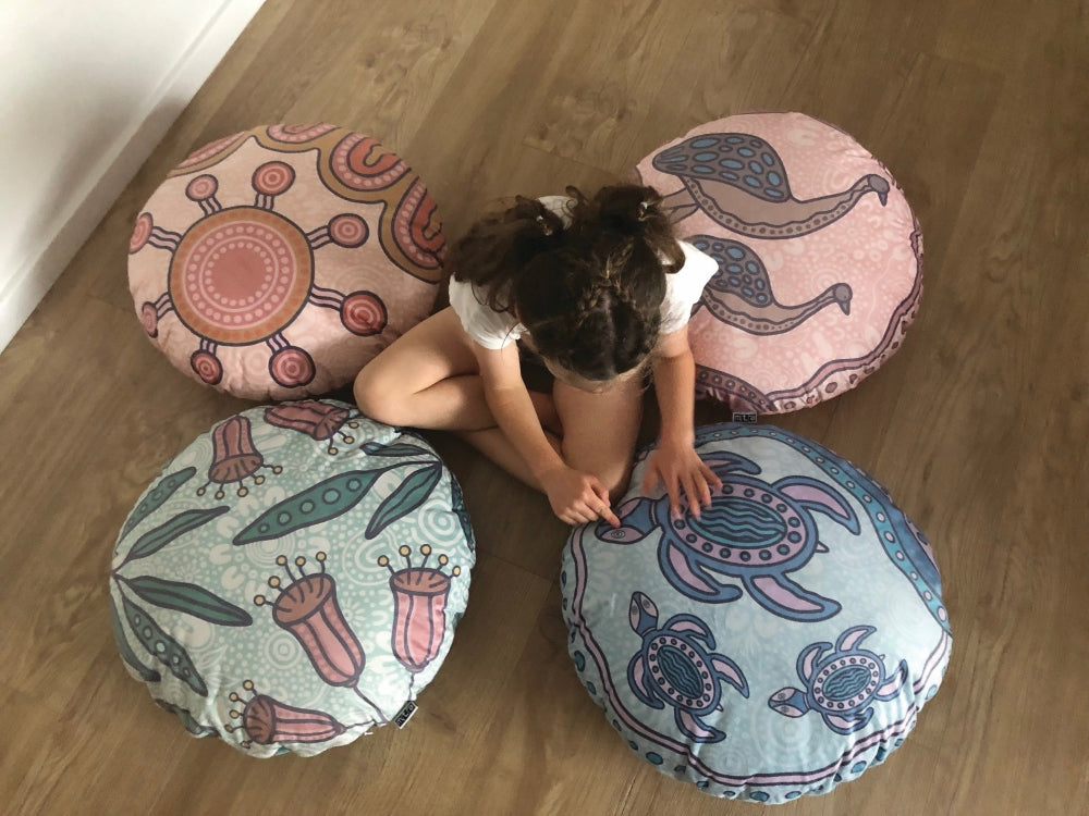 Mirii Art Round Aboriginal Cushions Set of 4