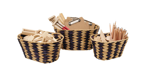WOVEN ZEBRA BASKETS SET OF 3