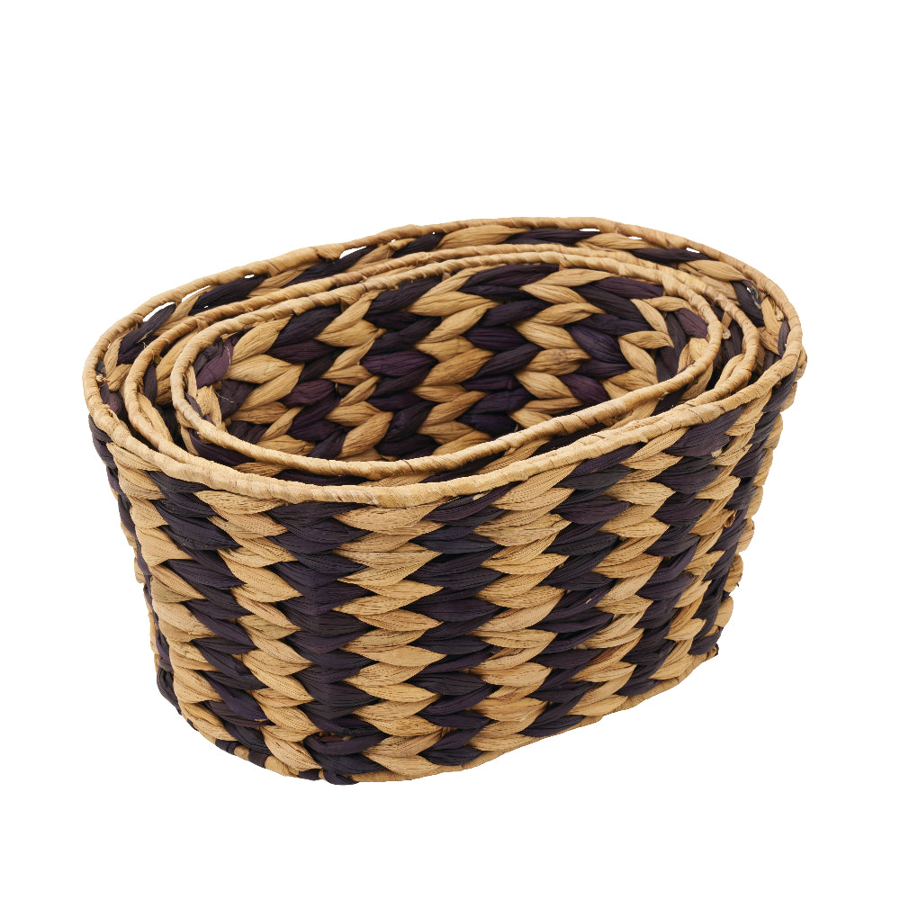 WOVEN ZEBRA BASKETS SET OF 3