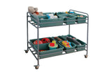 Storage Trolley with 12 Plastic Coloured Tubs