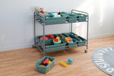 Storage Trolley with 12 Plastic Coloured Tubs