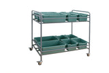 Storage Trolley with 12 Plastic Coloured Tubs