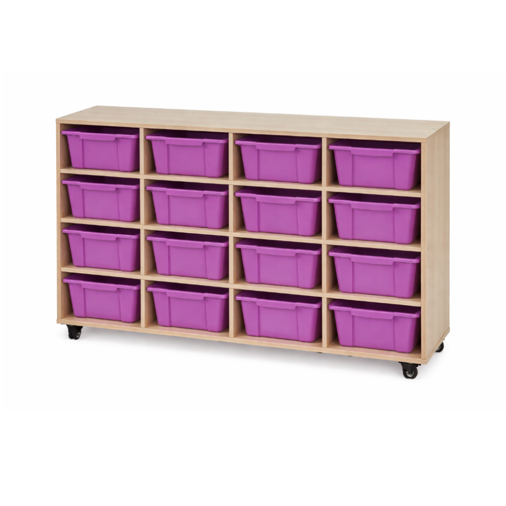 Mobile Tote Tray Trolley - 16 Compartments
