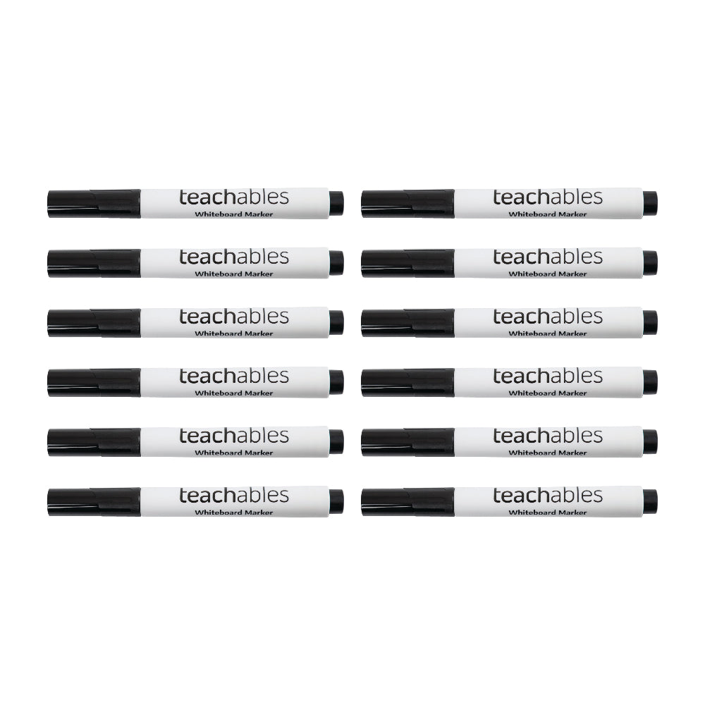 Teachables Whiteboard Marker Chisel Tip Black Pack of 12
