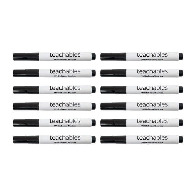 Teachables Whiteboard Marker Chisel Tip Black Pack of 12