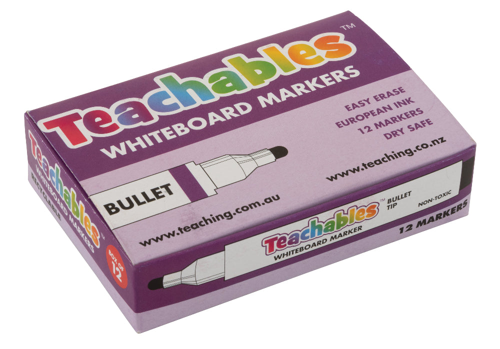 Teachables Whiteboard Marker Bullet Blk Pk 12
