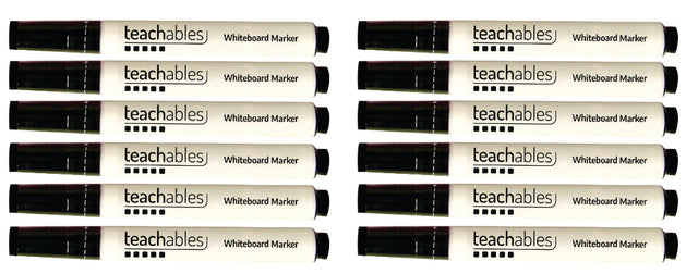 Teachables Whiteboard Marker Bullet Blk Pk 12