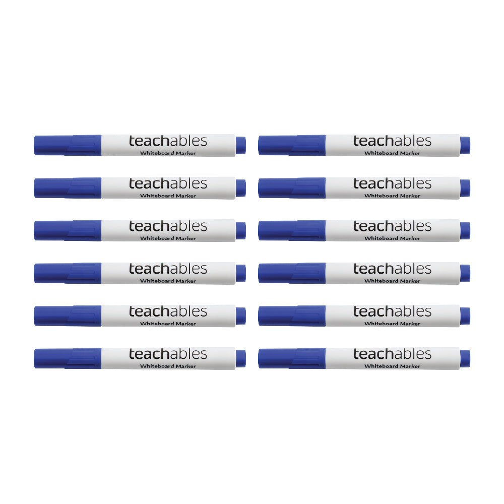 Teachables Whiteboard Markers Bullet Blue - Pack of 12