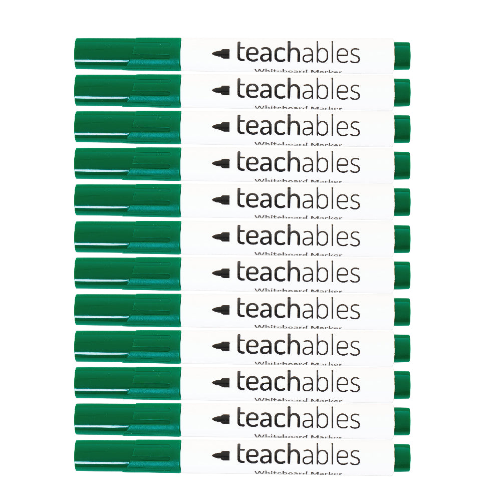 Teachables Whiteboard Markers Bullet Green - Pack of 12