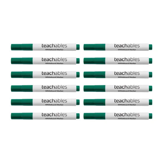 Teachables Whiteboard Markers Bullet Green - Pack of 12