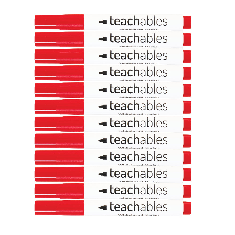 Teachables Whiteboard Markers Bullet Red - Pack of 12
