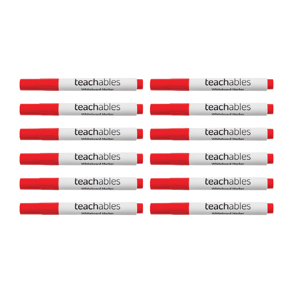 Teachables Whiteboard Markers Bullet Red - Pack of 12