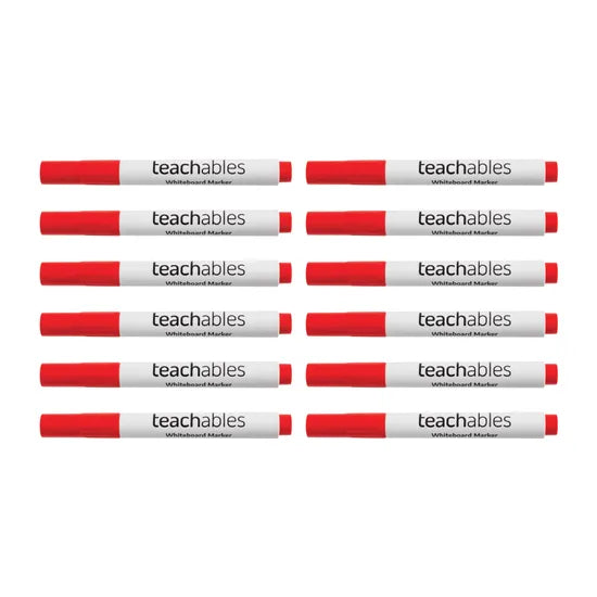 Teachables Whiteboard Markers Bullet Red - Pack of 12