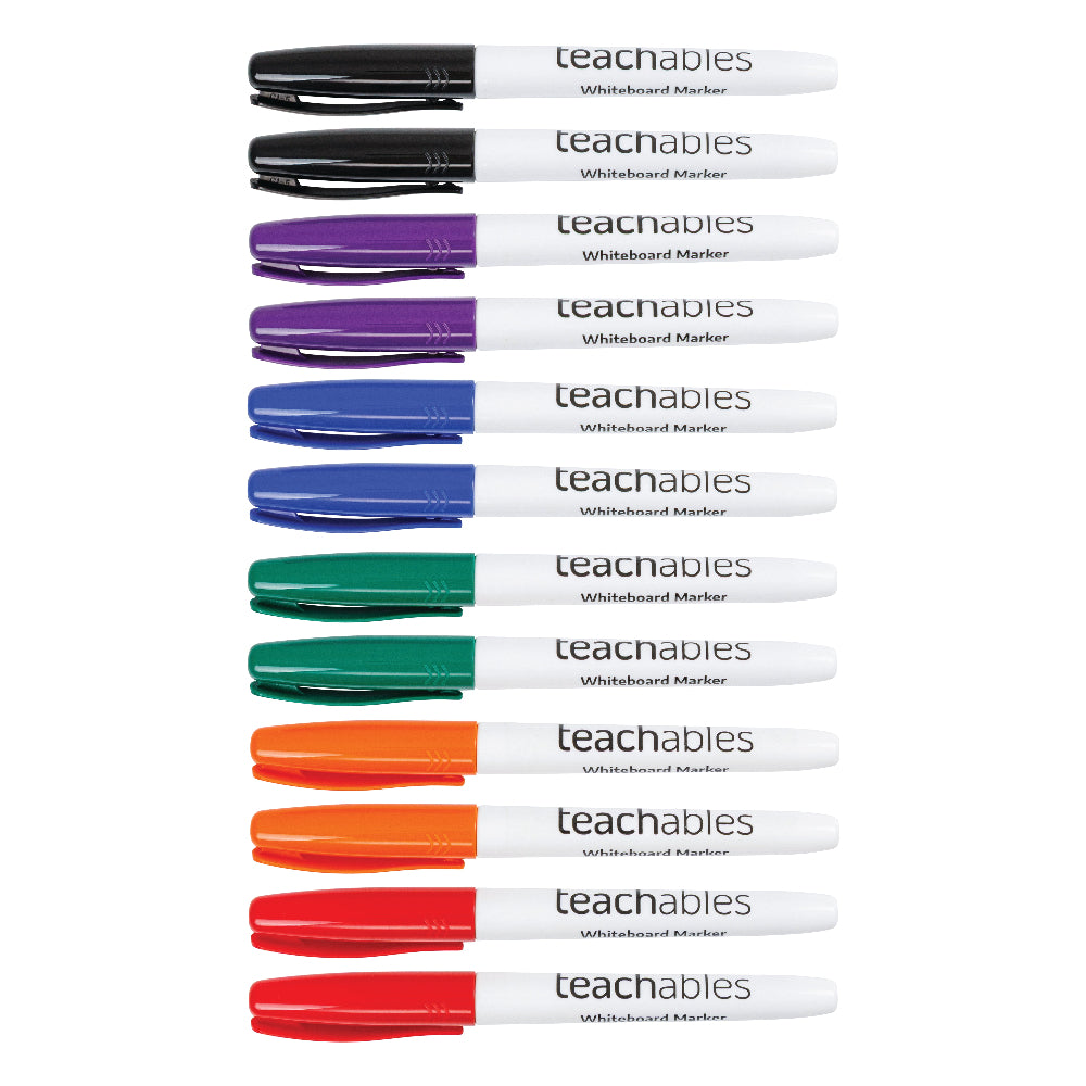 Teachables Thinline Whiteboard Markers Assorted - Pack of 12