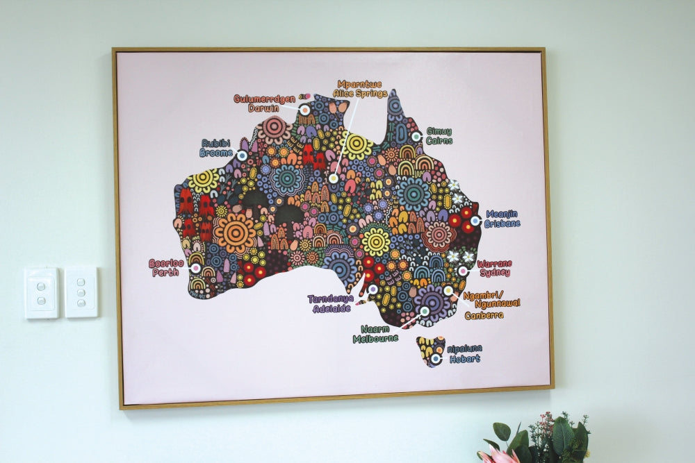 Framed Map of Australia with First Nation Place Names
