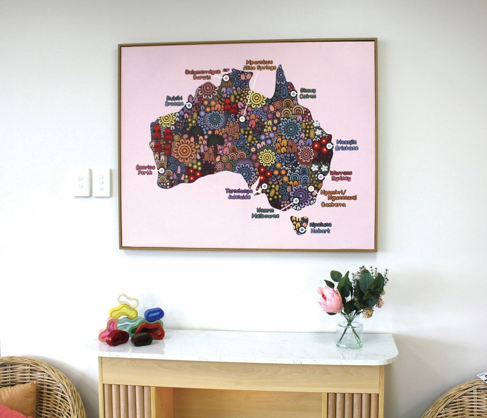 Framed Map of Australia with First Nation Place Names