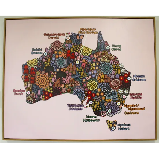 Framed Map of Australia with First Nation Place Names