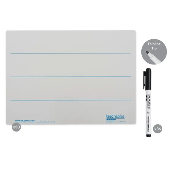 Teachables Lined Mini Whiteboards & Markers Kit