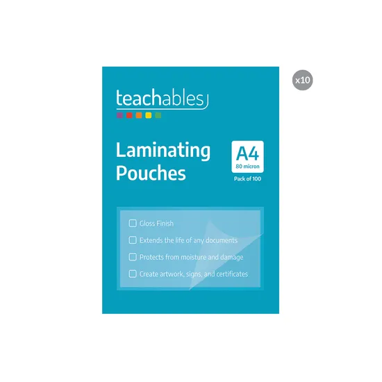 Teachables Laminating Pouches 80mic A4-Pack 1000