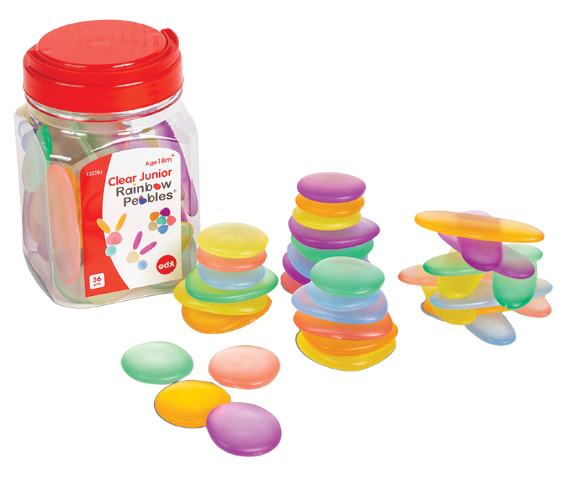 Clear Junior Rainbow Pebbles - Set of 36pc