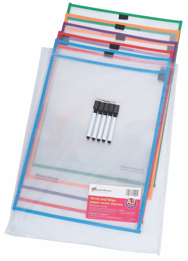 Write 'N' Wipe Paper Saver Sleeves - A3 Pack of 5